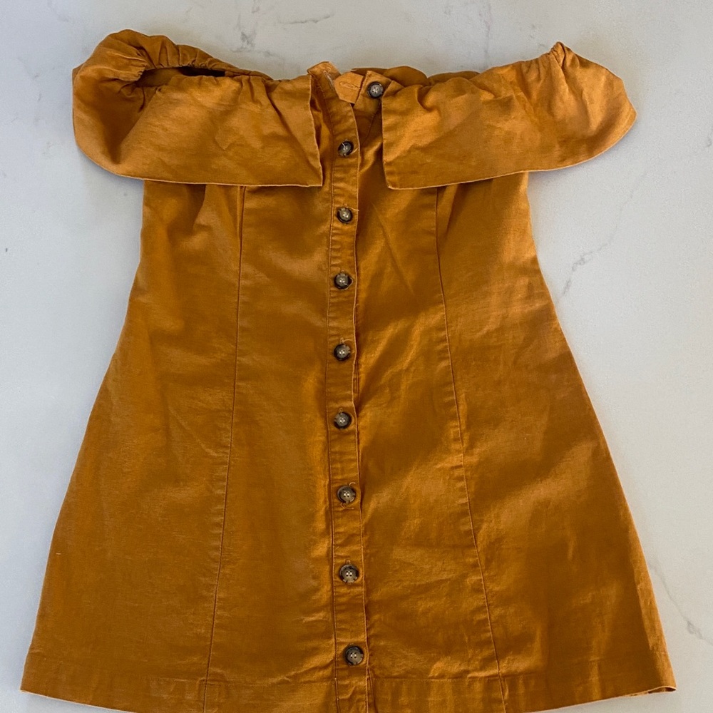 Off-Shoulder Button-Down Dress